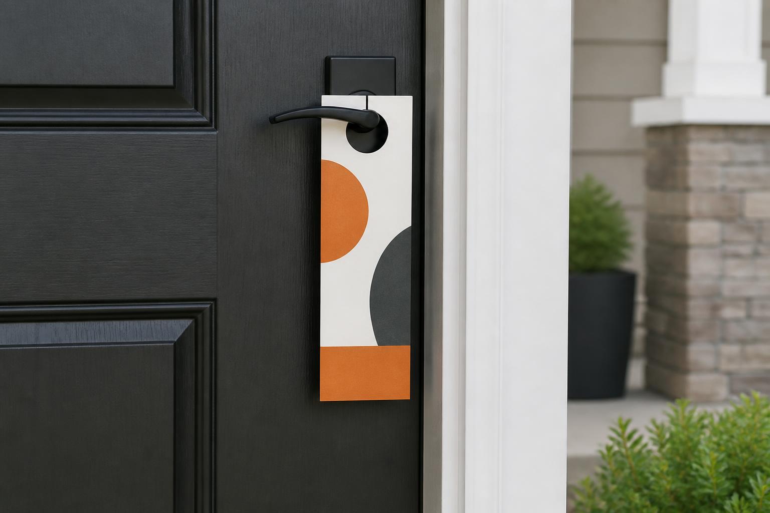 Door hanger displayed on a neighborhood front door